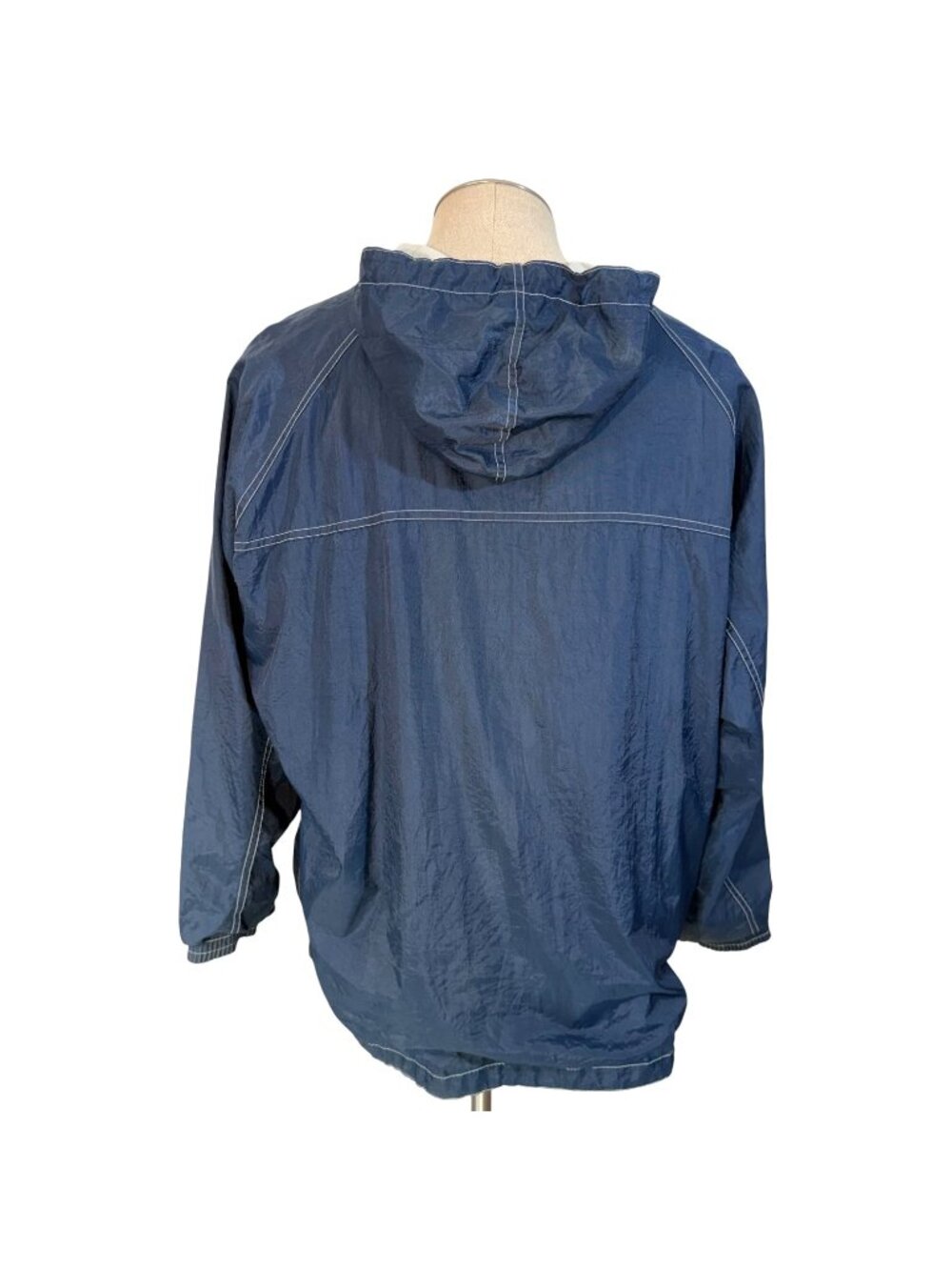 VTG University Of Michigan Blue Jacket Windbreaker M Hood Drawstring Hem Pocket - Picture 2 of 7